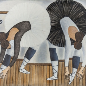 Б.А.Мессерер. Балерины, завязывающие туфли. Из цикла Балерины.1972-1974.Холст, масло. 160 х 200