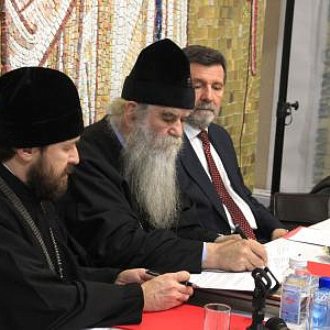 Заседание комиссии по приему этапов оформления внутреннего мозаичного убранства собора св.Саввы в Белграде.