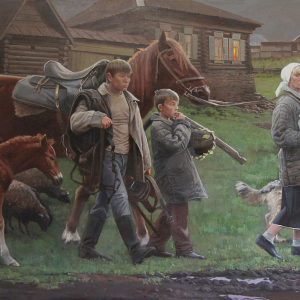 А.Г. Подшивалов. Сыновья. 2018. Холст масло. 140х250. Собствнность автора