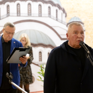 Открытие проекта «Благоукрашение храма Святого Саввы в Белграде» в МВК РАХ. Фото: Виктор Берёзкин, пресс-служба РАХ