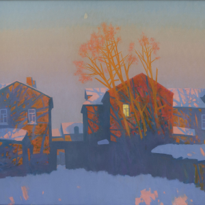 А.С. Федотов (1955-2021). «Дворик». 1995г., холст, масло, 100х100. Из коллекции Государственного музея изобразительных искусств Республики Татарстан.