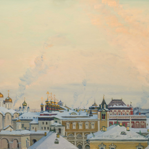 В.Н.Страхов. Морозное небо Москвы. 2012 г. Холст, масло. 125х250. Собственность автора.
