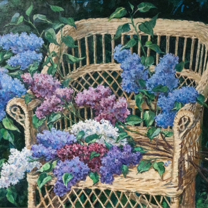 М.В. Переяславец. В саду. Сиреневый день. 2012 г. Холст, масло. 72х92. Собственность автора.