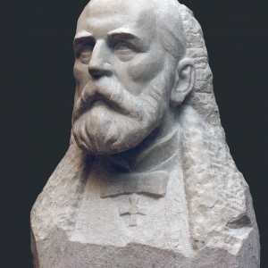 А.М.Шебунин. И.А.Милютин. 1993. Мрамор, 80х60 см. Автор фото А.М.Шебунин