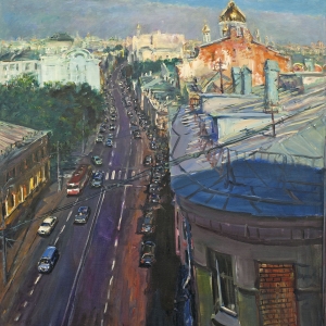 К 70-летию Владимира Ефимовича Брайнина. Пречистенка V.  2010. Холст, масло.