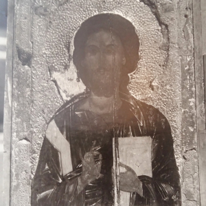 Икона Спас Вседержитель в окладе (после раскрытия живописи в ЦГРМ) Архивное фото ГТГ