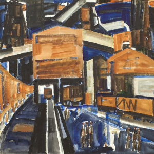 В.С. Бухаров. Шахта. Из цикла «По Кузбасу», 1980. Бумага, акварель. 64х85,5. Музей изобразительных искусств Кузбасса