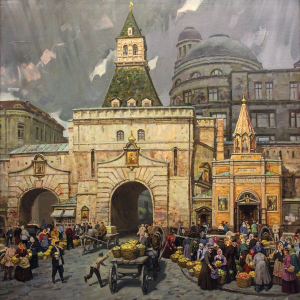 А.В. Матрёшин. Яблочные ворота. 2013г., холст, масло, 130х130. Собственность автора.