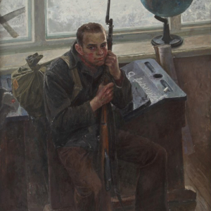 В.А.Сафронов. «Завещано помнить». Левая часть триптиха. 1982–1983гг., холст, масло, 208х122. Из коллекции Красноярского художественного музея имени В.И. Сурикова.