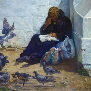 Л.С. Хасьянова. Нищая на паперти. 2007. Холст, масло. Собственность автора