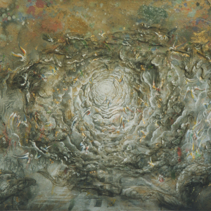 Ю.С.Устинов (1954-2026). Эскиз декорации к опере «Фауст» Ш.Гуно. ГАБТ. 1992. Холст, темпера, 70х100. Собственность семьи автора