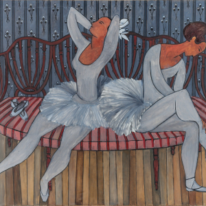 Б.А.Мессерер. Балерины, отдыхающие на диване. Холст, масло, 160х200. Собственность автора