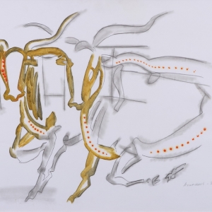 Х.А. Алиханов.  Пара. 2003. Бумага, карандаш, темпера.
