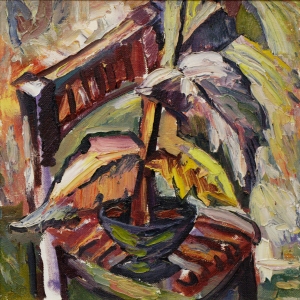 Н.А.Джанян. Стул.2011 г. холст, масло.44х44 см.  Северокавказский филиал Государственного музея искусства народов Востока