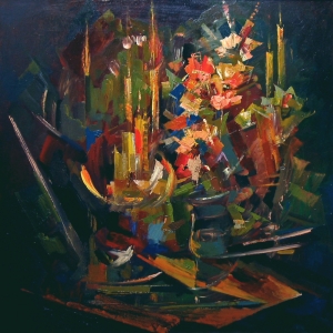 В.К. Калёнов. Мир свечей. 2010. Холст, масло. 90х90 см.