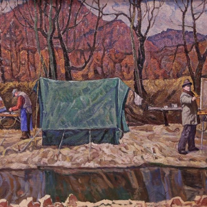 А.В. Ткаченко. Я и Ким Коваль. В память о друге. 2019 г. Холст, масло. 65х83. Приморская государственная картинная галерея