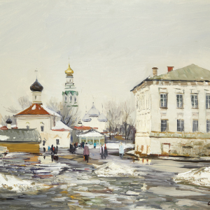 В.Н.Страхов. Снег тает. 2009 г. Холст, масло. 55х70. Собственность автора.