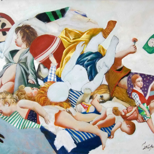 С.Н. Соколов. Игрушки на снегу. 2000. Холст, акрил, масло. 85х120. Собственность автора
