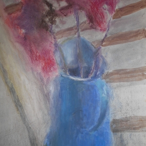 М.М.Мечев (1929-2018). Цветы в синем кувшине.Бумага, пастель, 43х31, 2015.