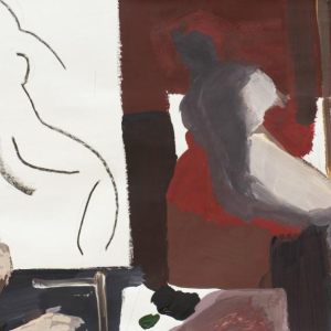 А.Н. Пурлик. «Художник и модель». 1994г., бумага, гуашь, 37,5х50,7. Из коллекции Иркутского областного художественного музея им. В.П. Сукачева.