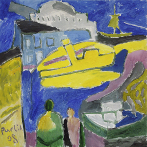 А.Н. Пурлик. «Тишина в городе». 2008г., холст, масло, 102х102. Собственность автора.