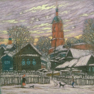А.Б. Егоров. Розовая колокольня. Бумага, пастель, 40х50