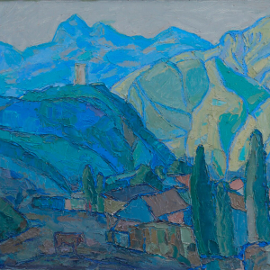 А.М. Рубец (1953-2026). Махческ. Башня Абисаловых. 2021. Холст, масло. 95,8х114. Тульский музей изобразительных искусств