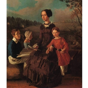 И.Ф.Хруцкий (1810-1885). Семейный портрет. 1854. Холст, масло,90×71.5 см. Государственный Русский музей, Санкт-Петербург