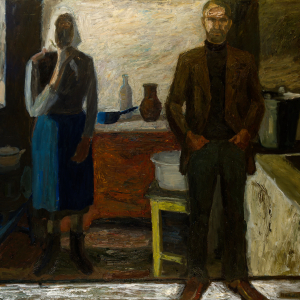 И.А. Полиенко. Автопортрет на фоне картины. 2005-2006. Холст, масло. 165х185. Собственность автора