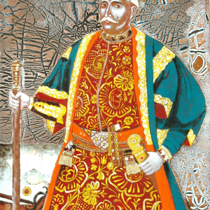 В.А. Чаусов. Атаман Иловайский. 2008. Горячая эмаль, сталь. 45х50. Собственность автора.