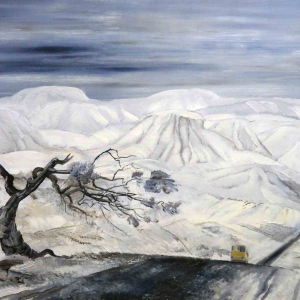 Д.Ю. Умарбеков. Дорога в Пунган зимой. 1985 г. Холст, масло. Мордовский республиканский музей изобразительных искусств имени С.Д. Эрьзи