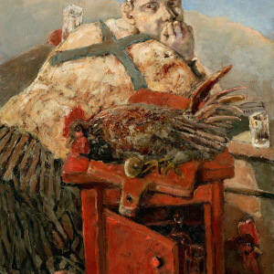 Л.И. Наумова. «Мужчина с петухом». 2007 г. Холст, масло. 110Х65. Собственность семьи автора.
