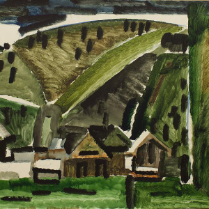 В.С. Бухаров. Усть-Кабырза. Из цикла «По Кузбасу», 1980. Бумага, акварель. 61,5х86. Музей изобразительных искусств Кузбасса