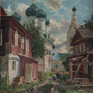 А.П.Волков. Лето в Мельничном переулке. 2021. Холст,масло, 100х90. Собственность автора