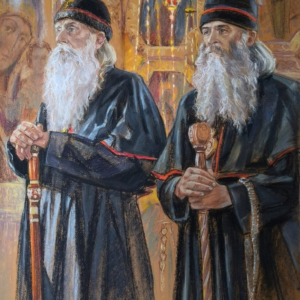 П.В. Илюшкина. Старцы. Бумага, пастель. Собственность автора