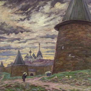 А.Б. Егоров. Соловецкие старцы 1985. Б.гуашь, 61х89.