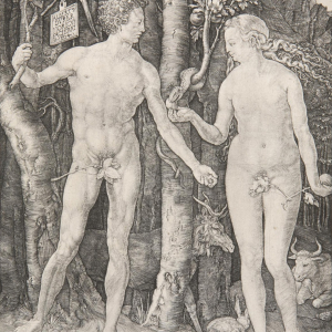Альбрехт Дюрер. Адам и Ева. Грехопадение. 1502. Гравюра резцом. 248×192 мм. Рейксмузеум, Амстердам