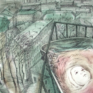 М.С.Эсмонт. Прогулка. Акварель, тушь
