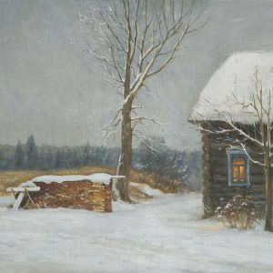 А.Н.Павлов. Домик у околицы. 2007 г. Холст, масло, 50х65. Государственный Русский музей.