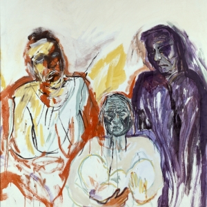 Три женщины, масло, темпера, холст, 1980.