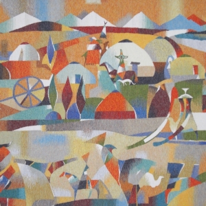 М.Ф. Муканов. Степная мозаика. Гобелен. 2012. Шерсть, акрил, шелк, ручное ткачество. 120х210. В соавторстве с А. Жамханом
