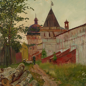 А.П. Волков. Утро у стен монастыря. Борисоглебский. 2021. Холст, масло. 50х40. Собственность автора