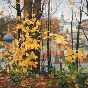 В.И. Нестеренко. Времена года. Осень в Печорах. 1996 г. Холст, масло. 180х140. Собственность автора