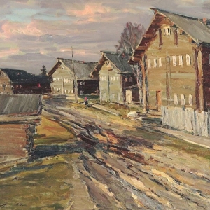 А.А. Захаров. Осенний вечер в северном селе Кимжа. 2007. Холст, масло.