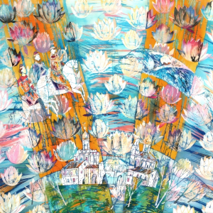 С.Г. Давыдов. «Фрески Дионисия». 2013г., хлопок, обратный батик (вытравка), 110Х150. Собственность автора.