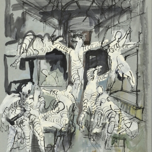 "Беженцы", 1993 г., бумага, акварель, белила, тушь.