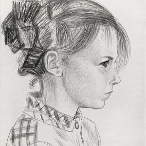 А.И.Теслик. Девочка из деревни Сростки. 1984. Бумага, карандаш. 37×31 г.