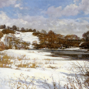 И.В.Лапин (1960-2025). Река Протва. Март. Х.М. 40х80. 2012г. Собственность семьи автора