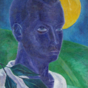 П.К. Голубятников. Автопортрет с луной. 1931. Холст, масло, 63x47 см. Нижнетагильский музей изобразительных искусств.