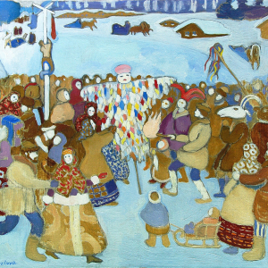 Т.В. Козлова. Масленица. 1999г., холст, масло, 85х100. Собственность семьи автора.